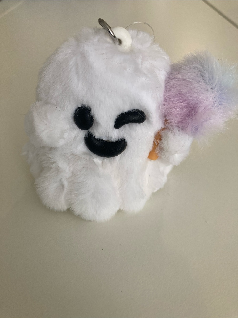 Bath & Body Works White Plush Ghost Keychain Hand Sanitizer Holder
